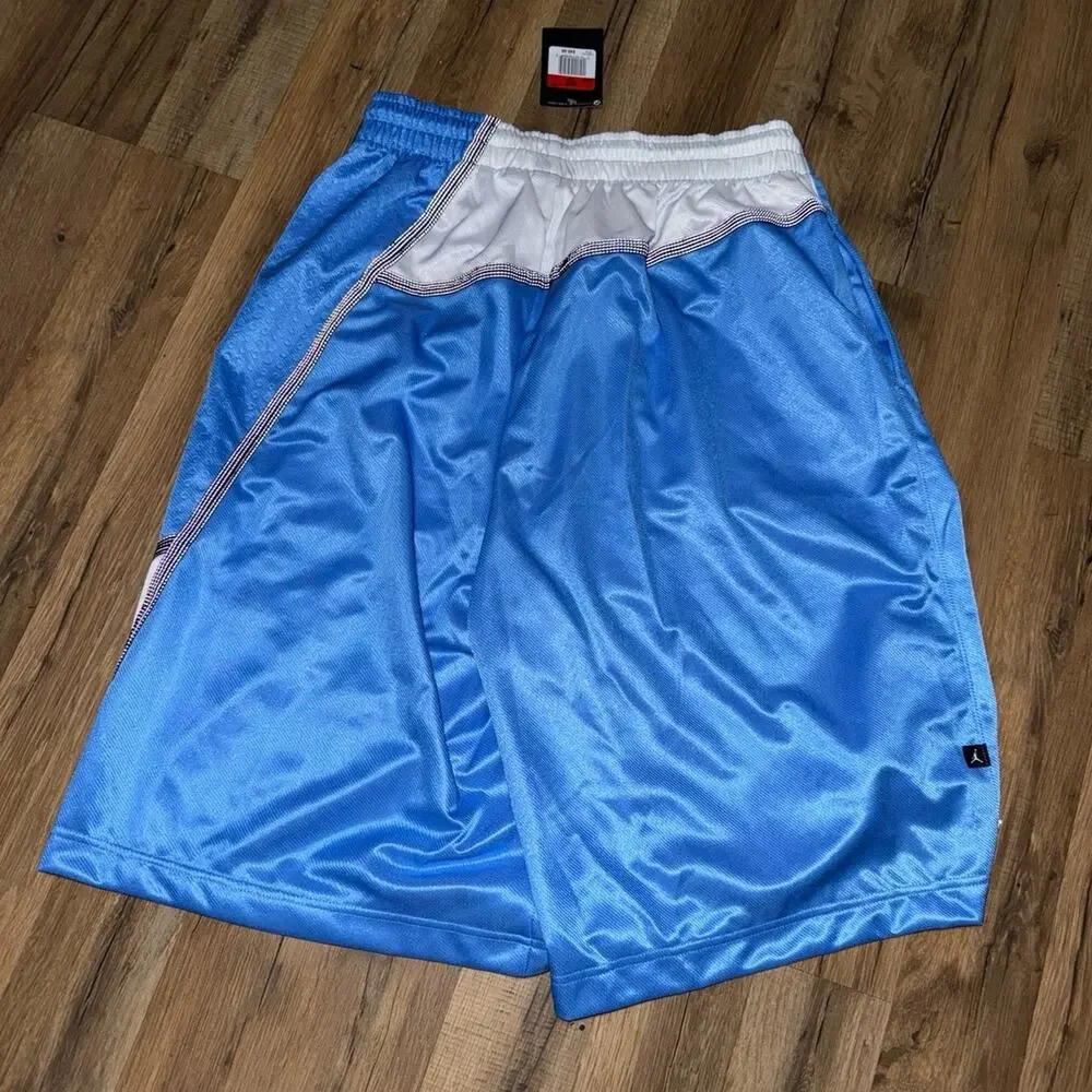 2007 Air Jordan UNC Blue Silky Dazzle Shiny Basketball Y2K 243740-412 Shorts
